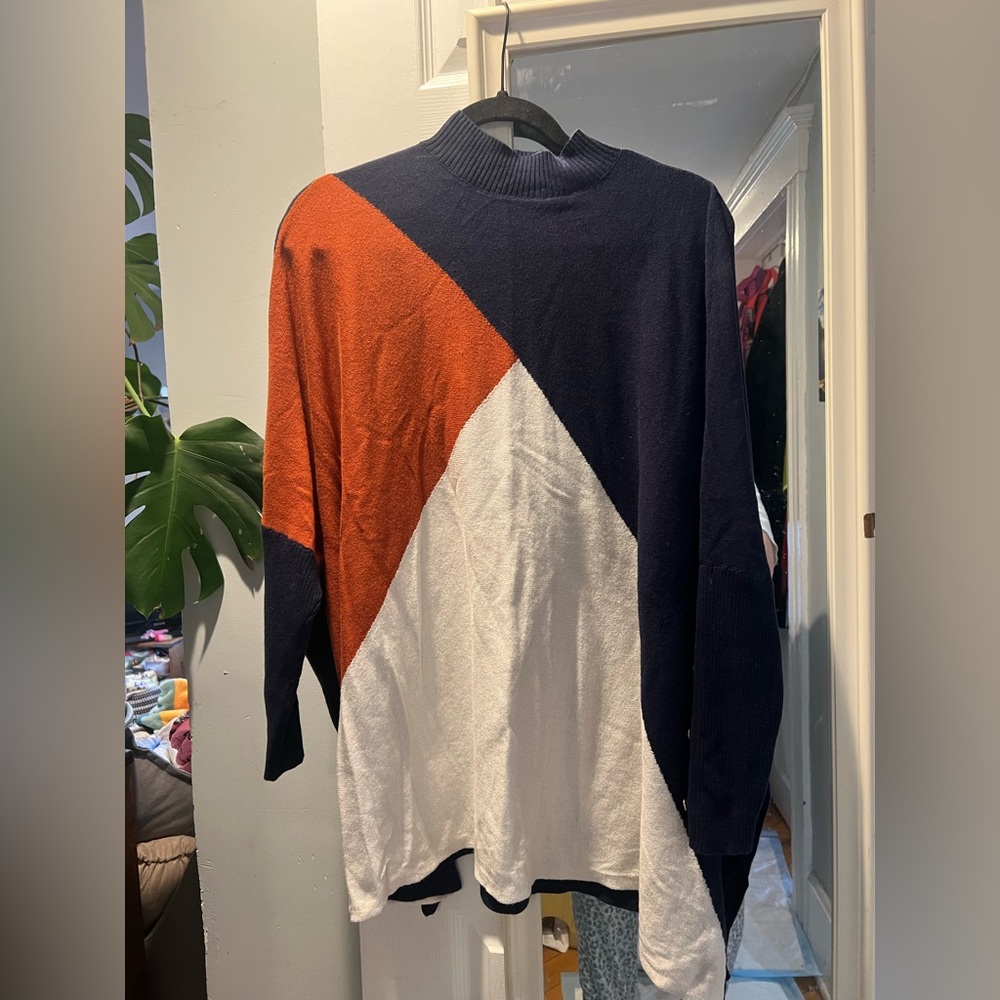 IMAN Color-block Sweater Poncho - Size L